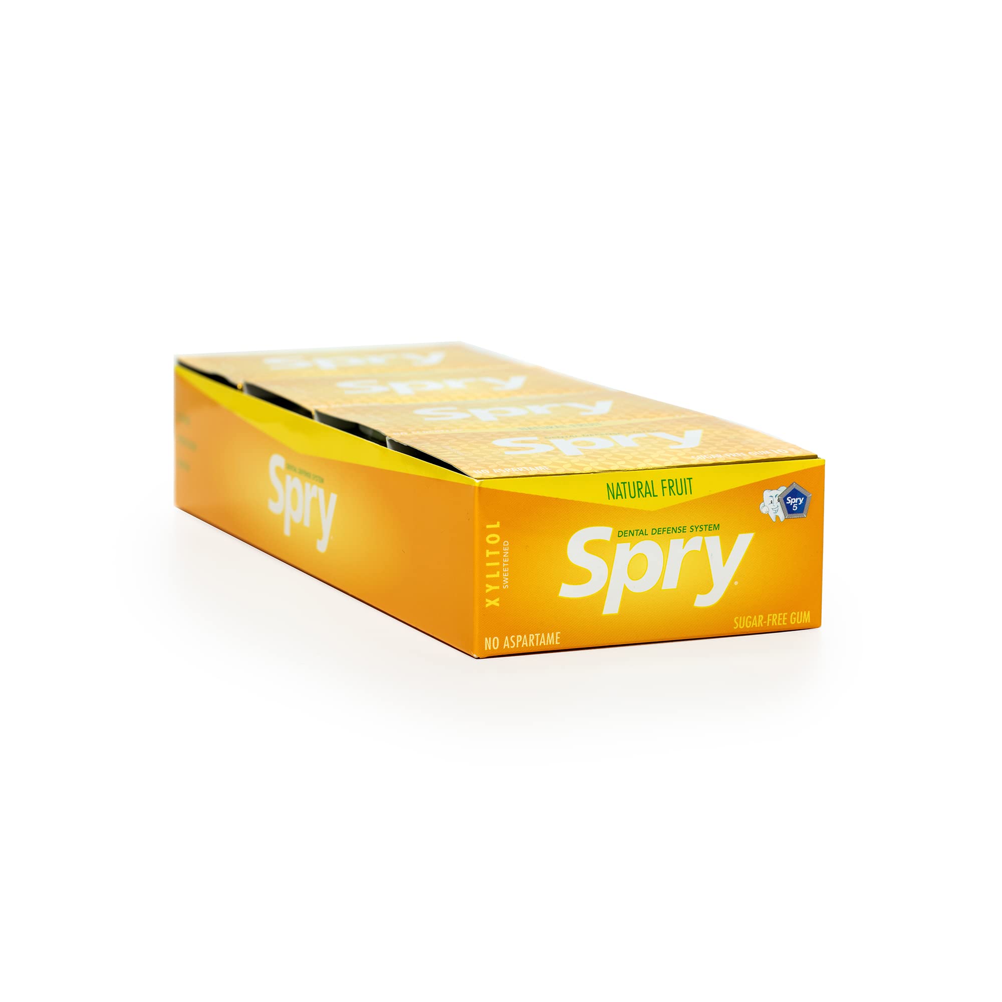 Spry Fresh Natural Xylitol Chewing Gum Dental Defense System Aspartame-Free Sugar Free Gum (Fresh Fruit, 10 Count Blister Cards - Pack of 20)