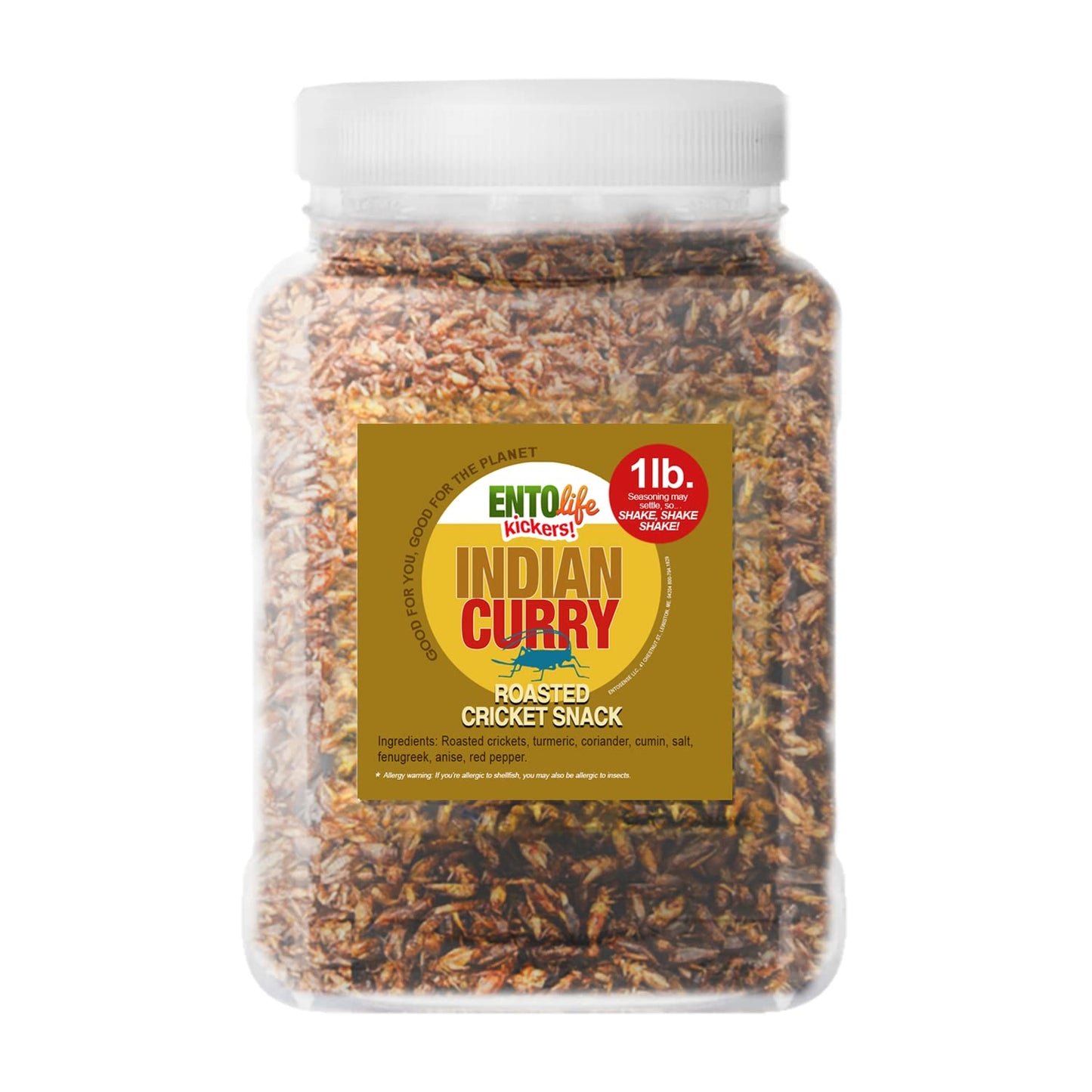 Mini-Kickers - Indian Curry Flavored Edible Cricket Snacks - Pound Size - Crickets you can eat - Raised for human consumption