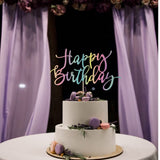 Auteby Rainbow Happy Birthday Cake Topper, Glitter Birthday Party Decoration Supplies