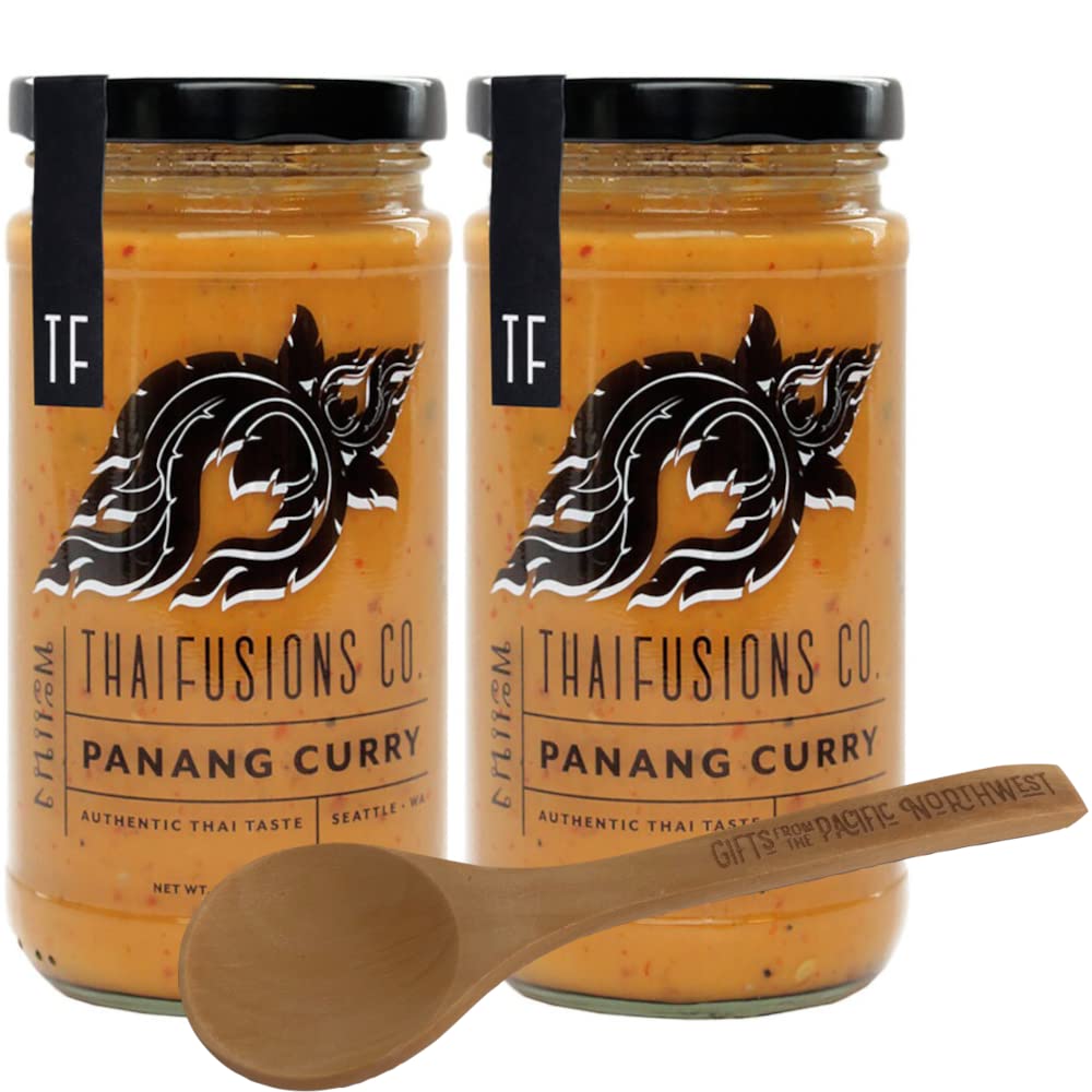 Thai Panang Curry Sauce Thaifusions 13.1 Oz Jar (Pack of 2) Bundle with Tasting Spoon | Curry Sauce Gift Set by Gifts from the Pacific Northwest