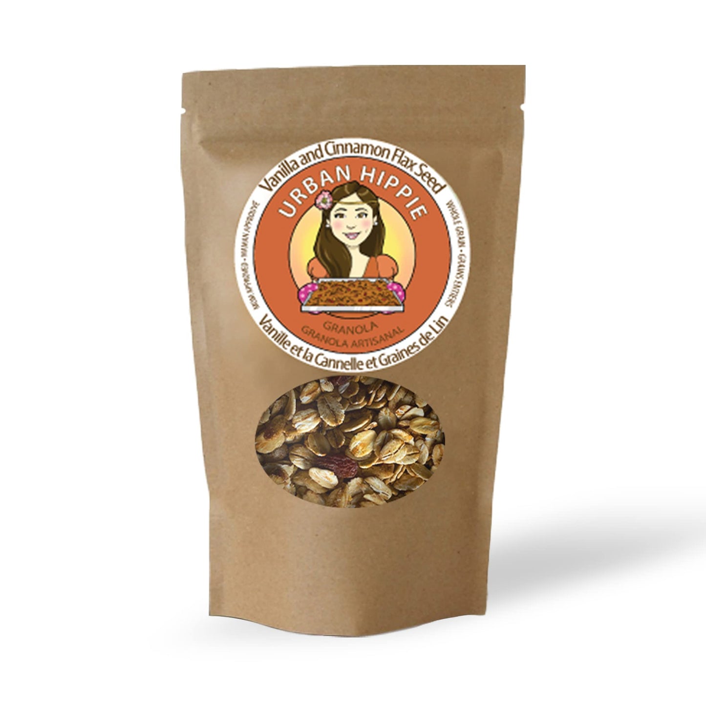 Urban Hippie Granola - Vanilla and Cinnamon Flax Seed Granola, Non-Gmo, Non Dairy, No Sulphites or Soy, Healthy Granola, 300g