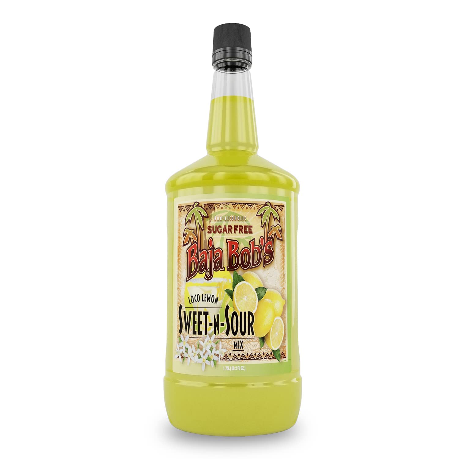 Baja Bob's Sweet n Sour Mix 1.75 L Bottle - Sugar Free Cocktail Mixer - Keto Friendly - Low Calorie - Low Carb - Non-Alcoholic Margarita Mix