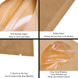 SumDirect Kraft Paper Bags Zip Lock Stand-up Reusable Sealing Food Pouches with Transparent Window and Tear Notch for Storing,Cookie,Dried