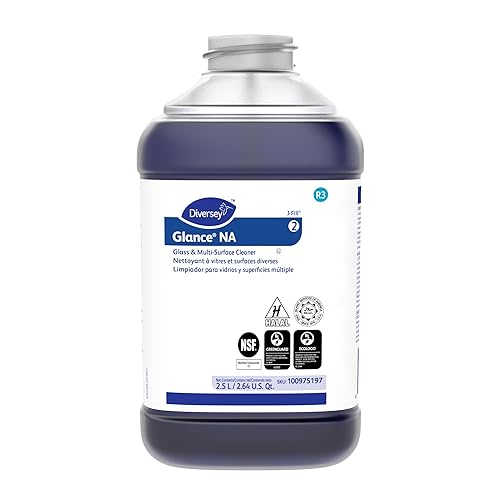 Diversey 100975197 Glance NA Glass and Multi Surface Cleaner, Non Ammoniated Streak Free Cleaner, JFill Concentrate, Unscented, 2.5 Liter