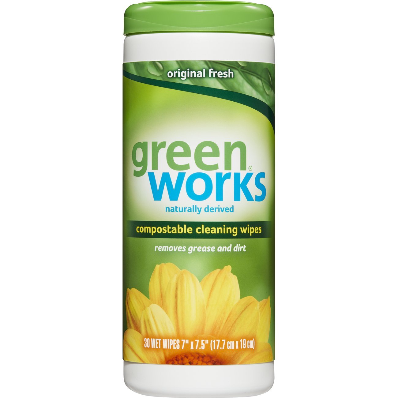 Green Works Compostable Cleaning Wipes, Biodegradable Cleaning Wipes - Original Fresh, 30 Count
