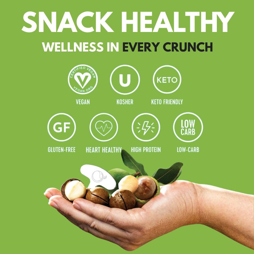 Veefood Golden Crunch In-Shell Macadamias 225g - Premium Australian Macadamia Nuts with Vanilla Flavor | Crunchy, Creamy & Heart-Healthy Snack (Pack
