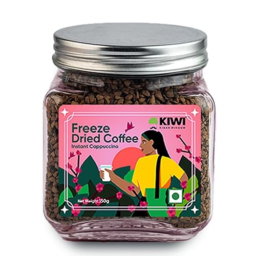 Kiwi Kisan Window Freeze Dried Instant Coffee, 150gm (80+ Cups) | 100% Arabica Beans | Bold & Rich Taste | No Chicory - No Preservatives | Perfect