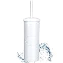 Autumn Alley Metal Toilet Brush with Holder, Farmhouse Bathroom Decor, Galvanized, White