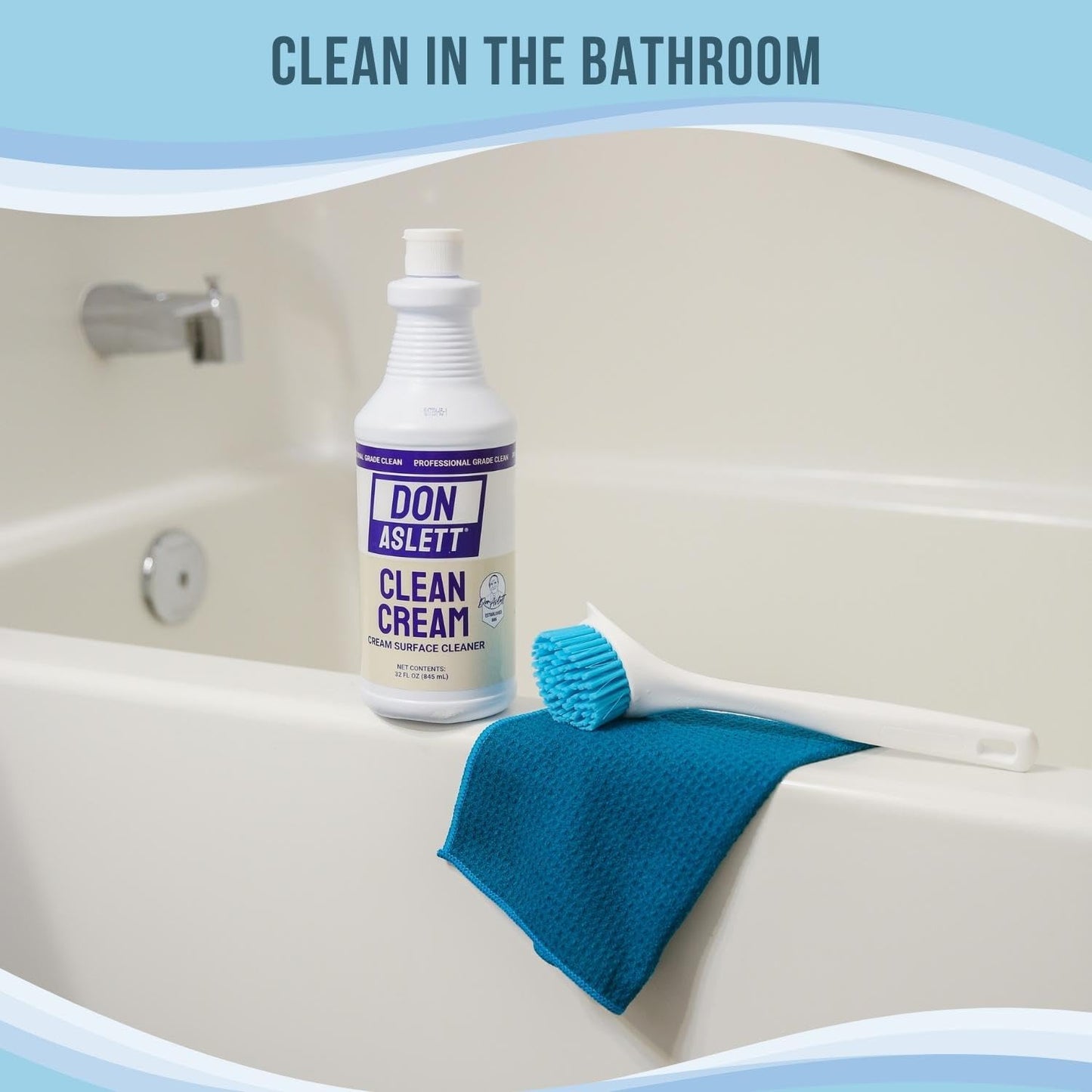 Don Aslett Clean Cream (32 Oz Bottle, Pack of 2) Removes Kitchen Build-Up, Bathroom Stains, Soap Scum, Grease | Whitening and Deodorizing Glass