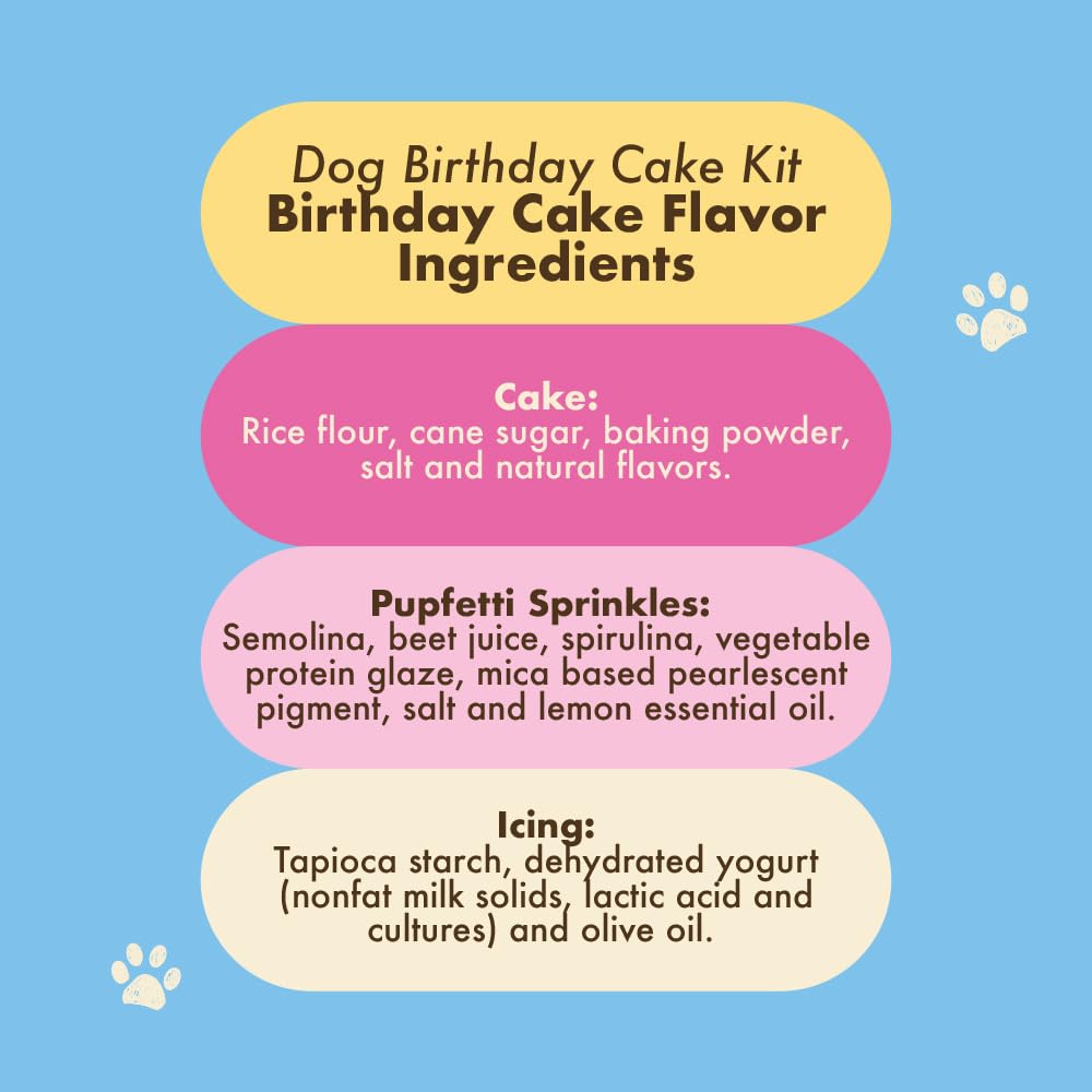 Puppy Cake Dog Birthday Cake Kit - Cake Mix, Icing Mix, Candle and Swirl Tri Color Silicone Pan, Birthday Cake Flavor - Bake or Microwave - Perfect for Celebrating Your Dog’s Special Day - Made in USA