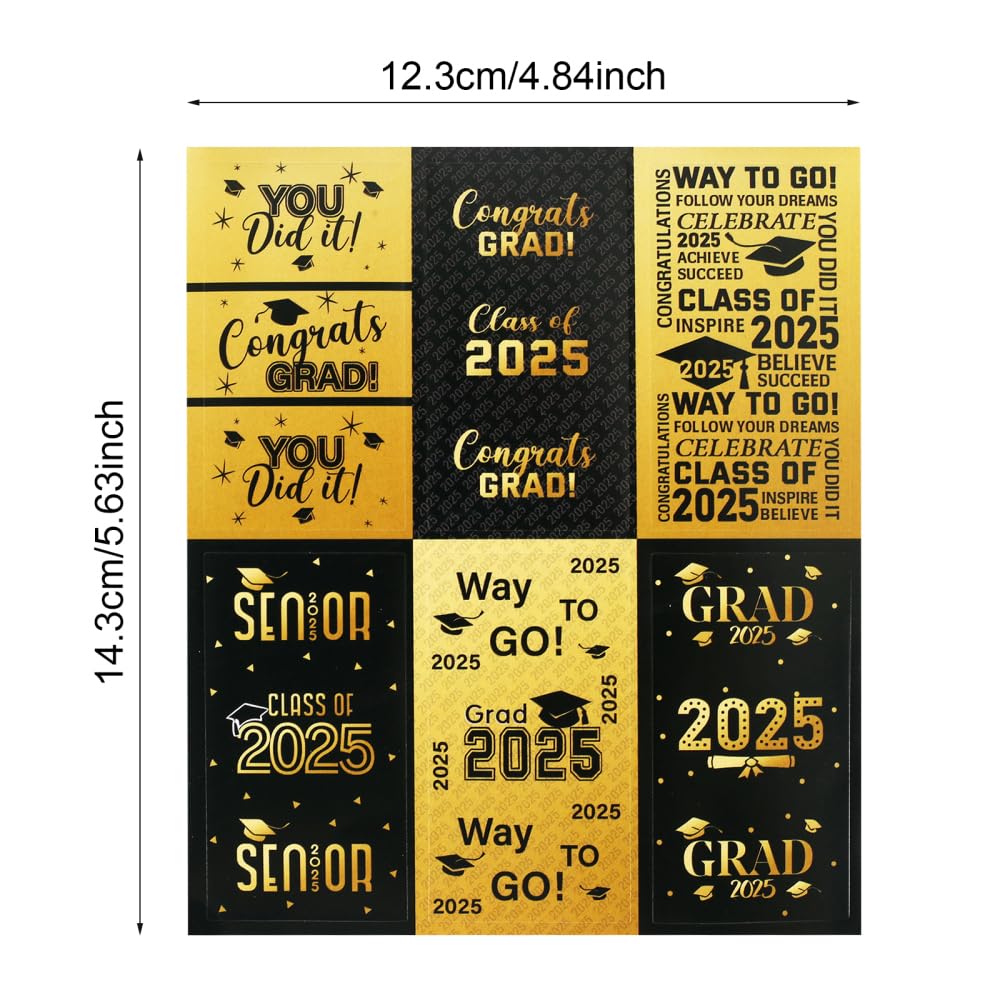 Graduation Party Candy Stickers, 120PCS Class of 2025 Candy Wrappers Chocolate Sticker for Graduations Party Favors