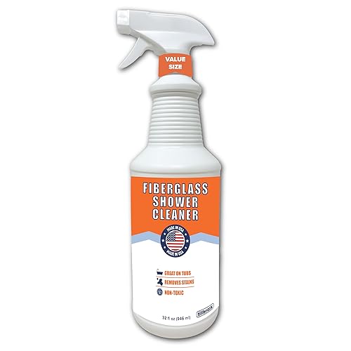 Tillbrook Fiberglass Shower Cleaner - 32 oz Fiberglass Cleaner for Bathtubs, Showers, Tile, Faucets & Bathrooms - Helps Remove Stains from Rust, Soap