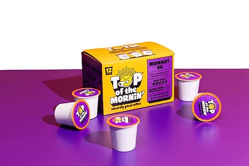 Top of the Mornin’ Midnight Oil Single Serve K Cups Coffee By Jacksepticeye | Dark Roast Caffeinated Blend | Rich and Bold Flavor | Compatible Single