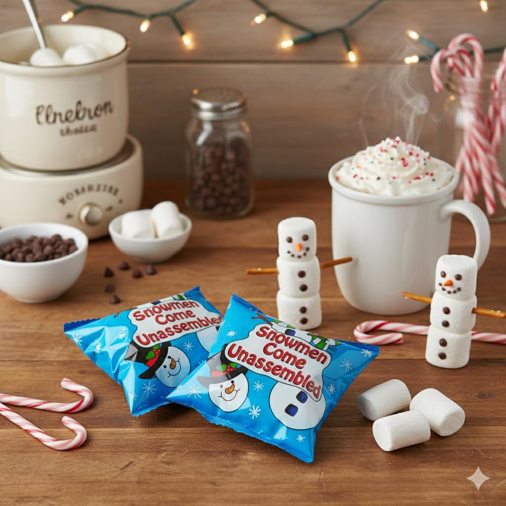 Fun Express Mini Marshmallows for Hot Chocolate - 54 Individual Packets Vanilla Marshmallow Candy | Hot Cocoa Bar Supplies & Toppings for Christmas