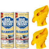Bar Keepers Friend 2Pack CLEANING BUNDLE AllPurpose Cleanser and Polish (595G) Bundle COMES with 2 Microfiber Cleaning Cloths