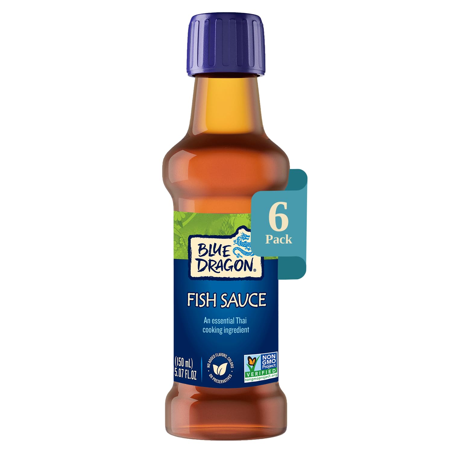 Blue Dragon Fish Sauce - 5oz (Pack of 6) - No Artificial Flavors Or Preservatives - Made With Anchovy Extract, Salt, Sugar & Water - Authentic Thai