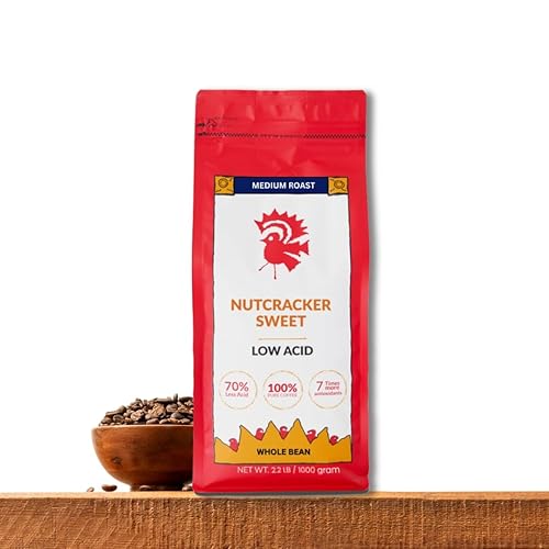 Puroast Low Acid Coffee Flavored Bean | Nutcracker Sweet Whole Bean | Medium Roast | High Antioxidants & High pH |No Bitter Aftertaste | Reduced
