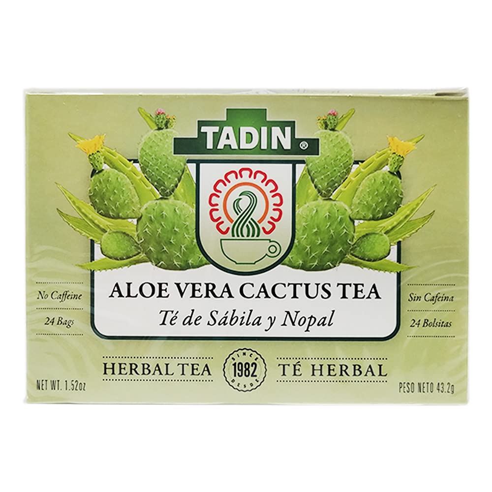 Tadin Aloe Vera Cactus Tea. Caffeine Free. 24 Tea Bags. 1.52 oz. Pack of 3