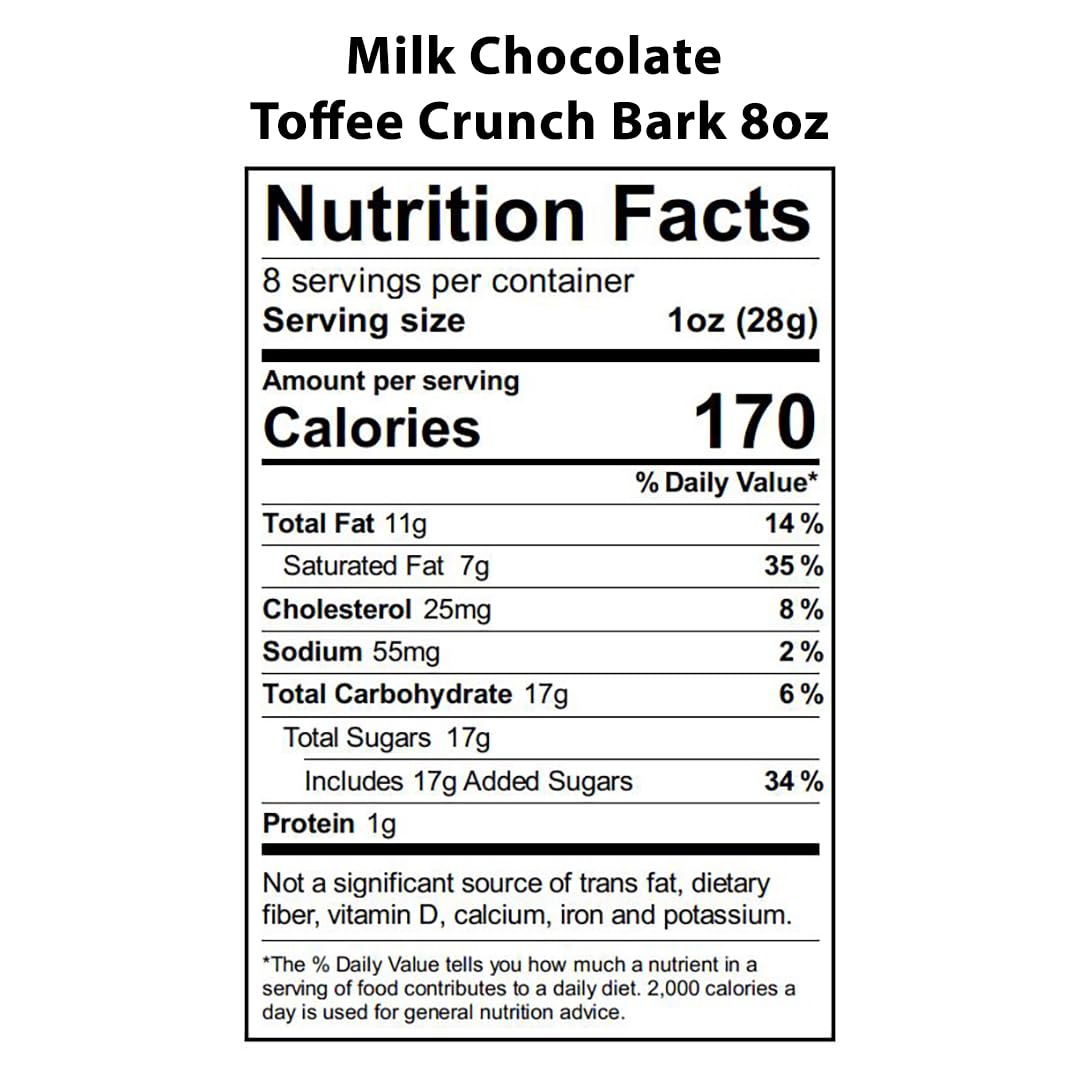 Vermont Nut Free Chocolates Toffee (Milk Chocolate) 8 Ounces, Nut-Free, Egg-Free, Kosher