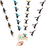 21 piece set Cheerleader Happy birthday cake topper-Cheerleading gymnastics cupcake top hat -cheerleader gymnast girl cake selection gym theme