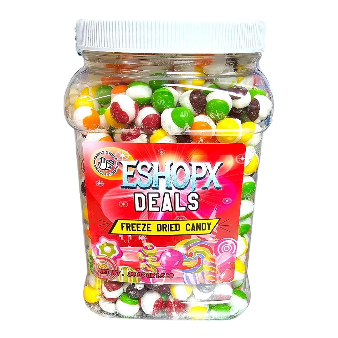 eShopX Freeze Dried Candy - Premium Original Fruit Flavored Freeze Dried Crunchy Candy, 24 oz Jar with Bursting Fruity Taste, Party Size (1.5 lb