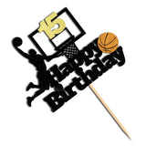 Basketball Happy 15th Birthday Cake Topper-Basketball Themed Birthday Party Cake Decoration-15 Years Birthday Party Supplies (15th)