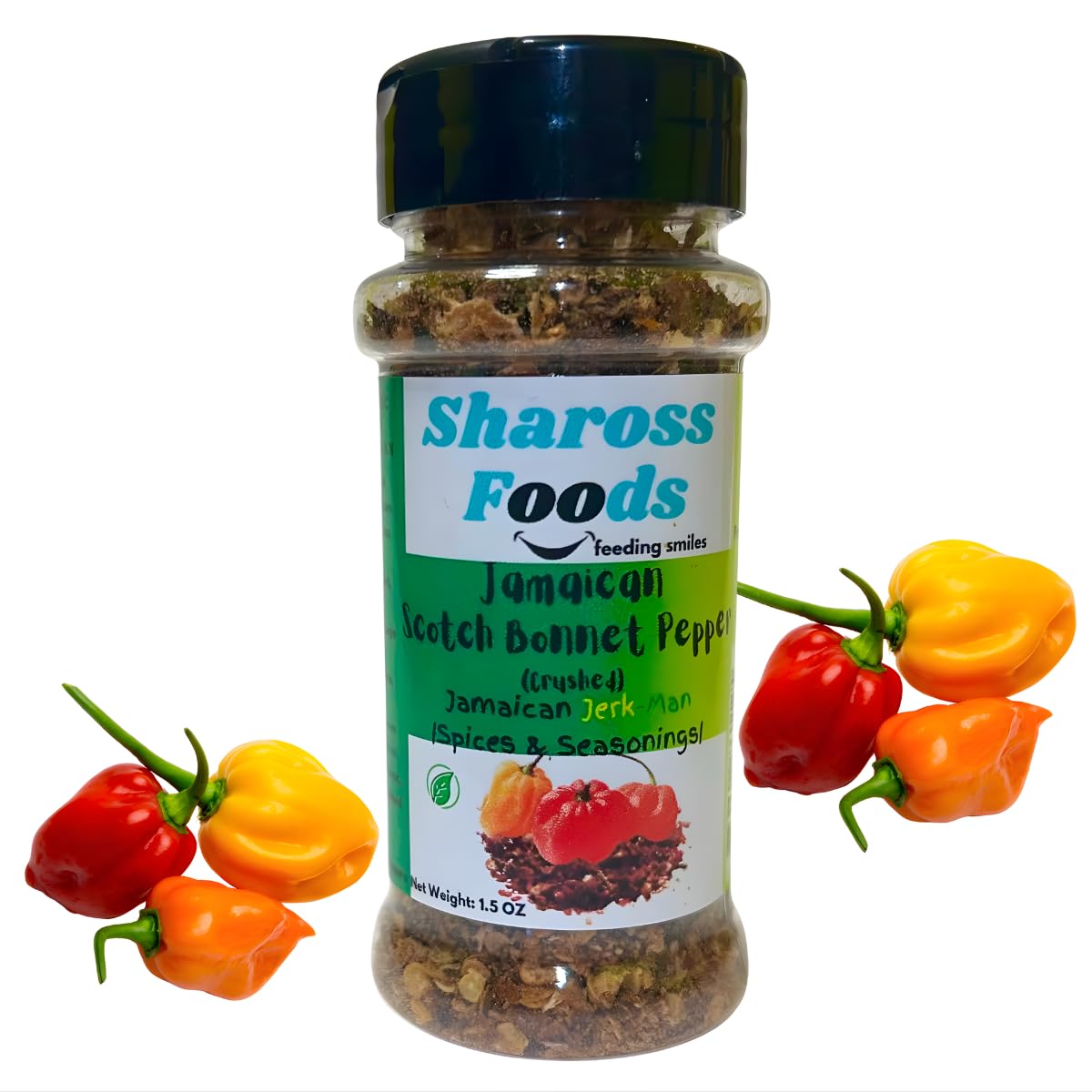 Shaross Foods Jamaican Scotch Bonnet Pepper, Crushed, 1.5 oz, 100% Natural Spice Seasoning