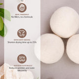 Wool Dryer Balls XL 6 Pack Pure Organic Wool Premium Reusable Fabric Softener New Zealand Sheep Wool Ball for Dryer Natural Fabric Softener Saves