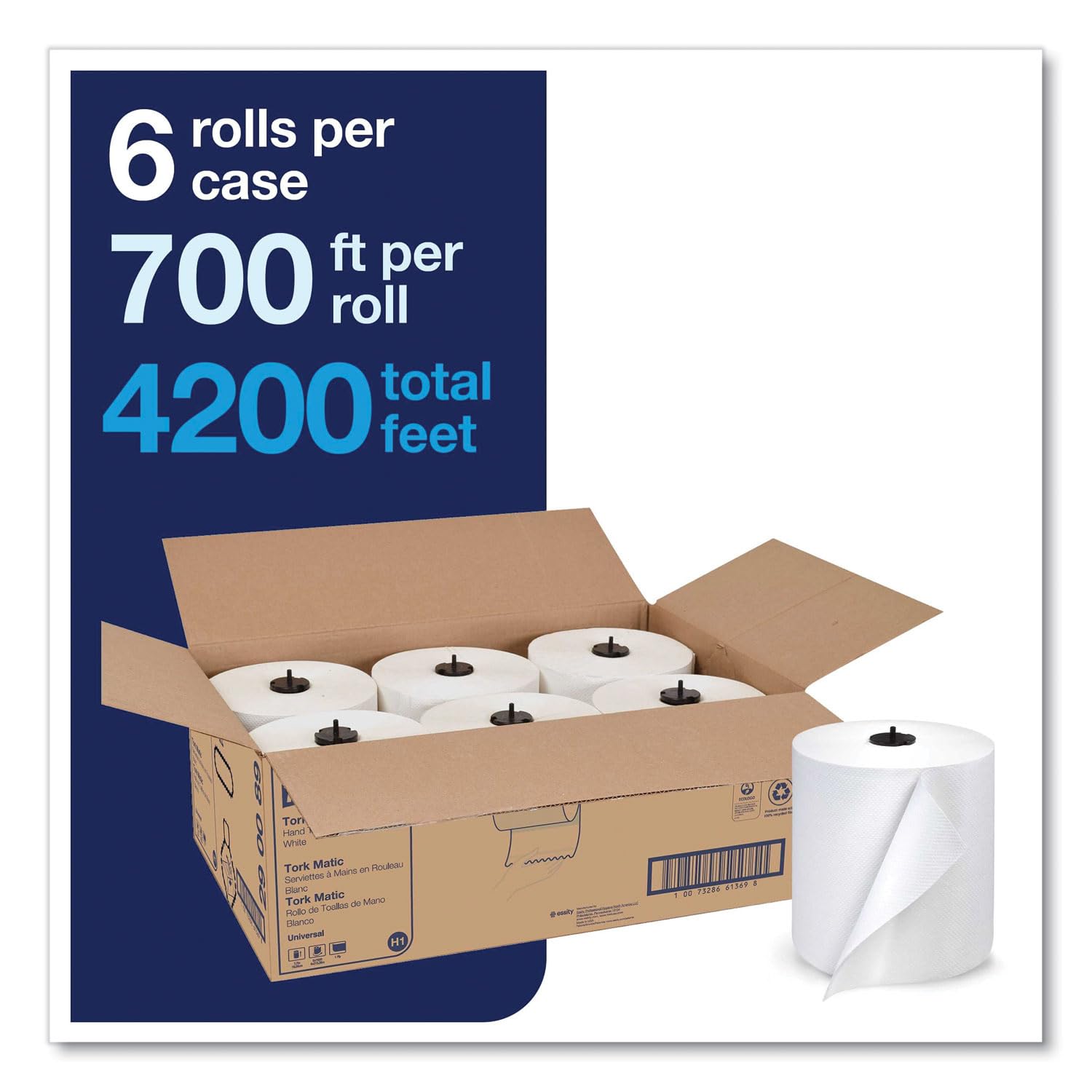 SCA TISSUE NORTH AMERICA LLC SCA Tissue 290089 CPC 7.75 x 700 ft. Tork Advanced Matic Hand Towel Roll44; White - Case of 6