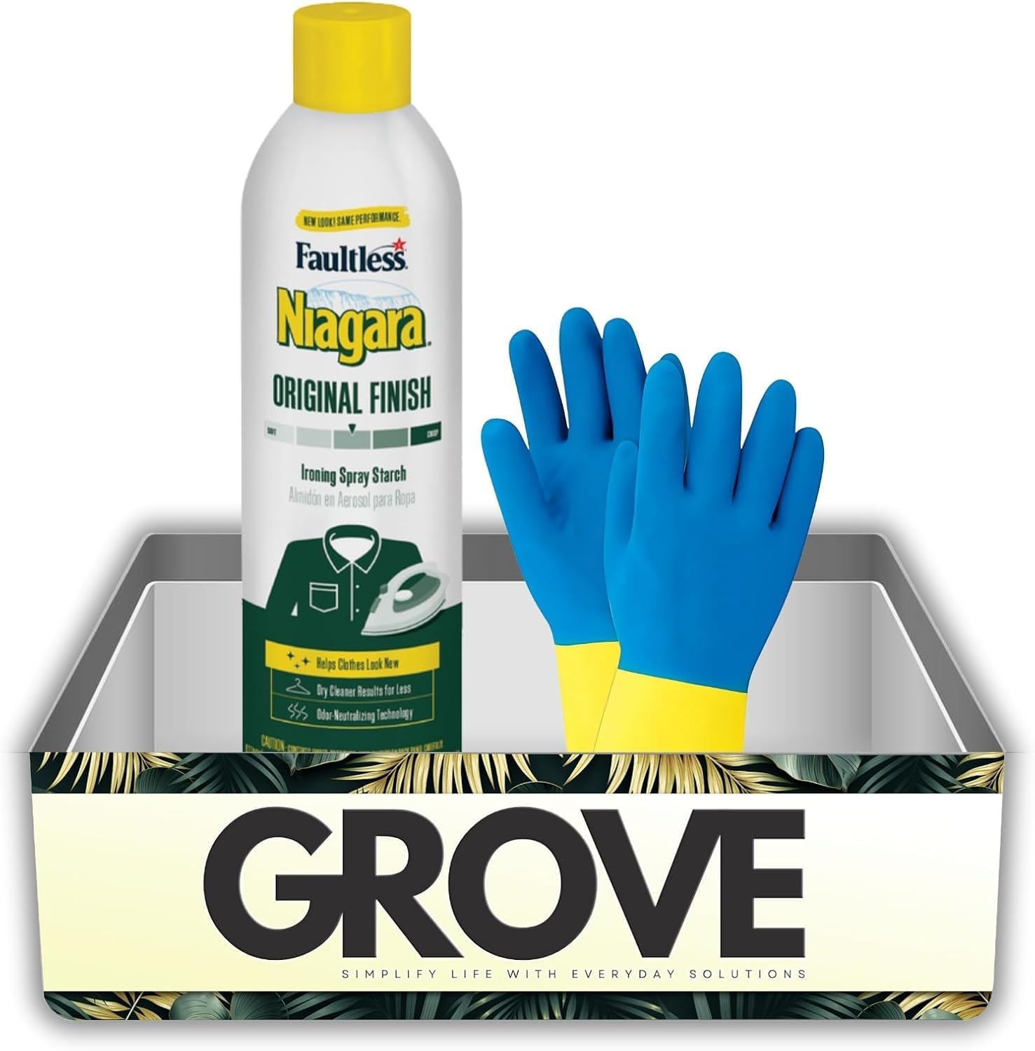 Niagara Faultless Original Scent Spray Starch Aerosol 20 oz 1 pk Bundle with Cleaning Gloves - Adds Crisp Finish and Smoothness to Fabrics for Easy