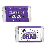 Purple Class of 2026 Graduation Mini Candy Bar Wrappers, 42 Count