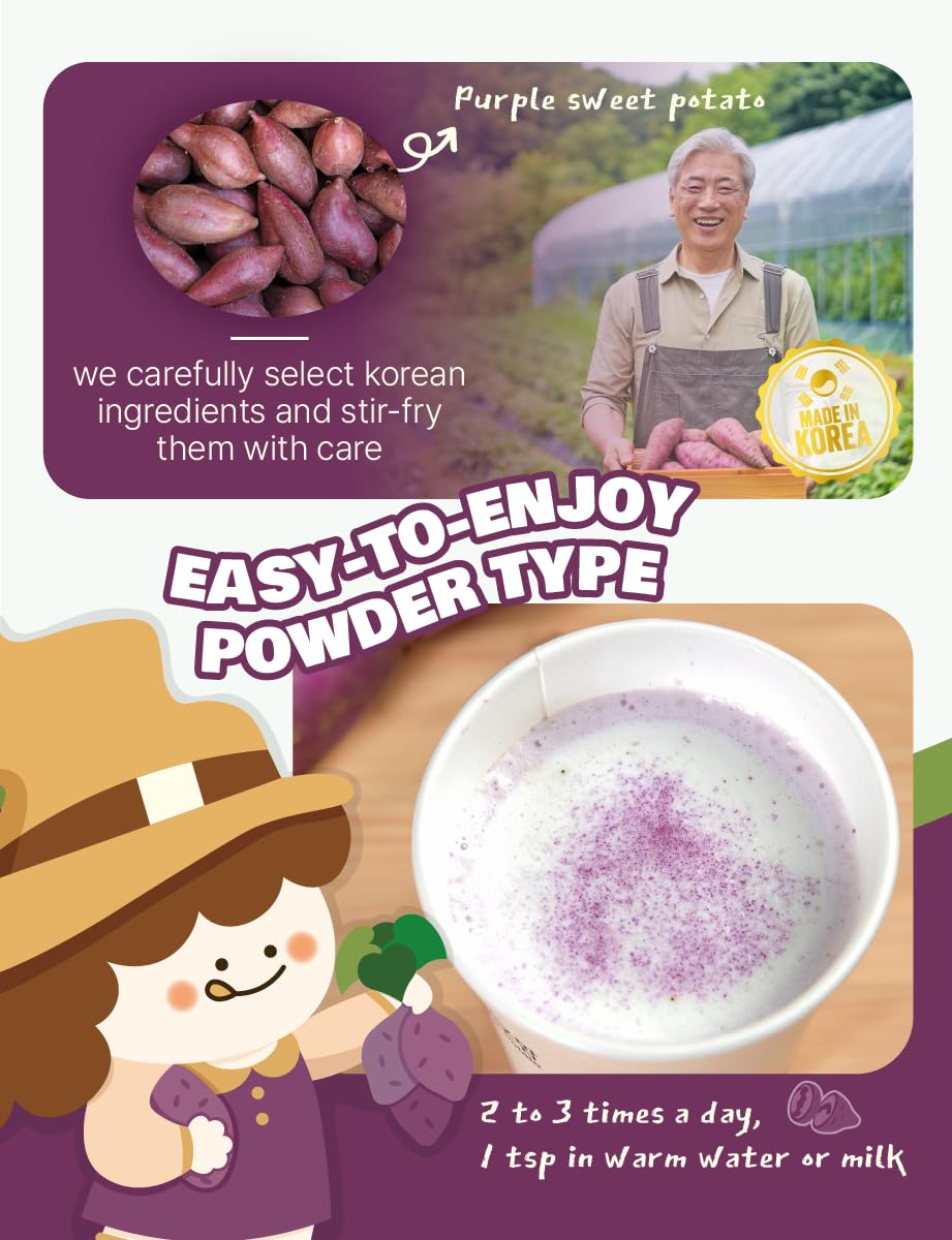 Nice Witch’s Korean Purple Sweet Potato Powder, 100% Natural, Fine Powder for Ube-Style Lattes, Smoothies & Baking, 10.58 oz (300 g)