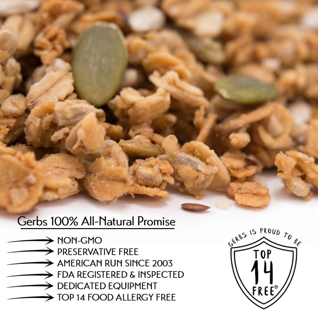 Gerbs Super 5 Seed Granola, 2 LBS - Top 14 Food Allergy Free & Non GMO - Keto Safe &Unsulfured - Pumpkin, Sunflower, Chia, Hemp, Flax Seeds