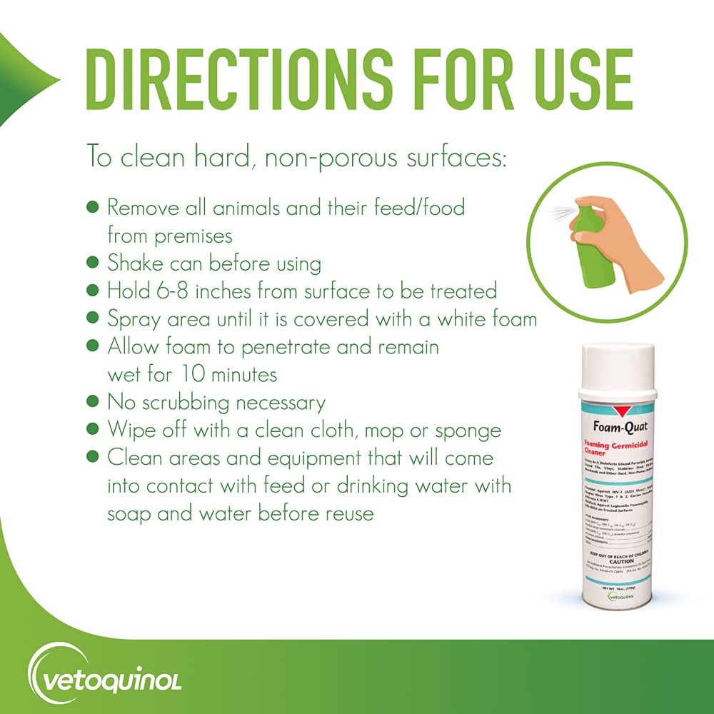 Vetoquinol Foam Quat Foaming Cleaner Spray, 18oz