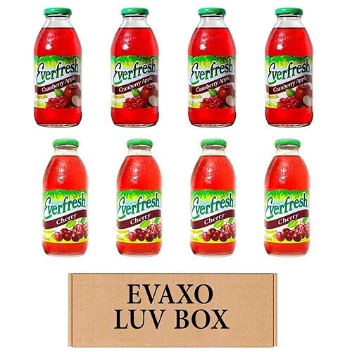 LUV BOX - Variety Everfresh Juice: Cranberry Apple, Cherry 16 oz., Pack of 8 by evaxo