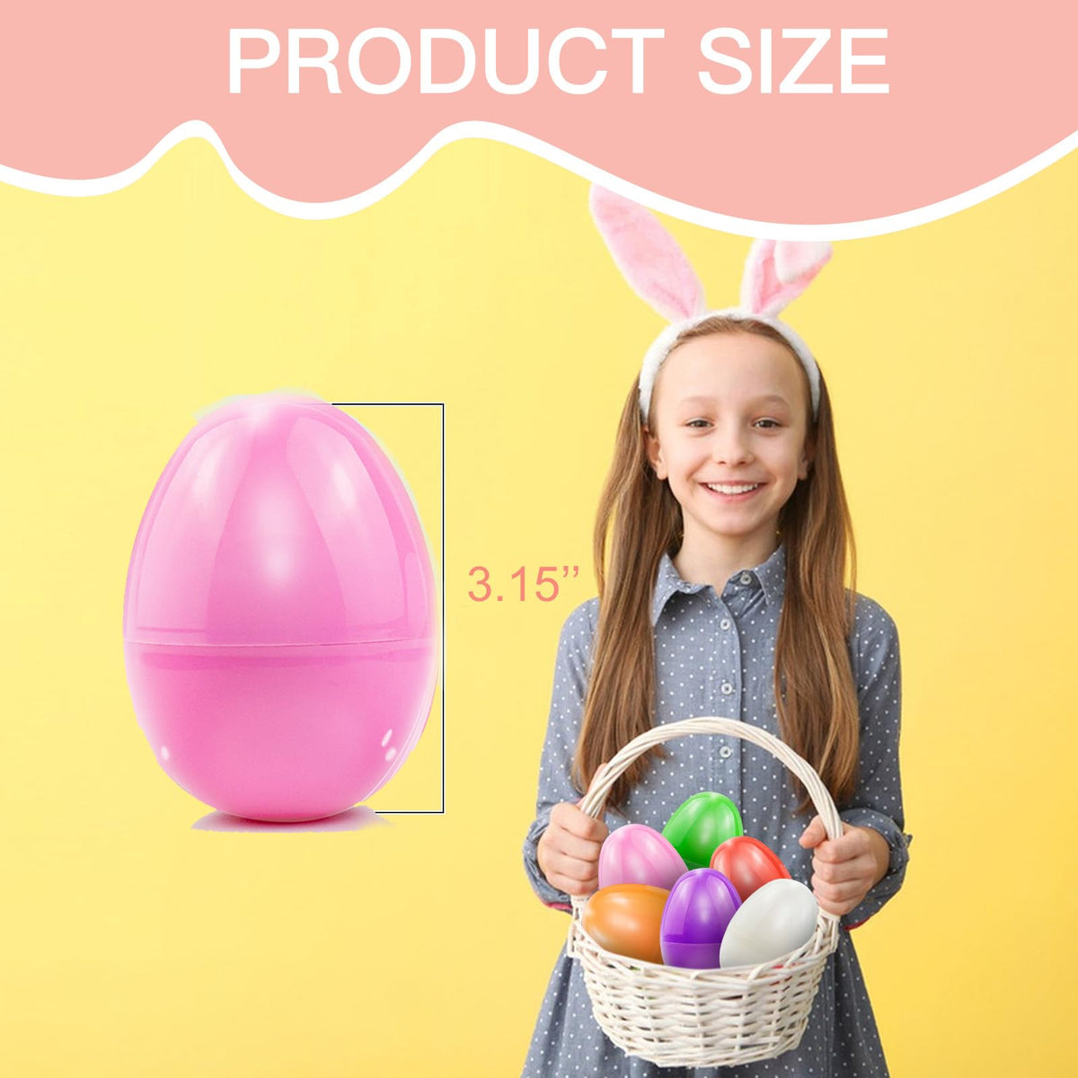 VEAGINS 12Pcs 3.15” Unfilled Easter Eggs, Bulk Colorful Bright Empty Plastic Eggs for Easter Hunt, Surprise Egg, Filling Treats, Easter Basket