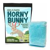 Horny Bunny Gourmet Cotton Candy - Premium Blueberry Candy Floss for Hunters Funny Easter Basket Filler for Men Stocking Stuffers for Him Get Lucky