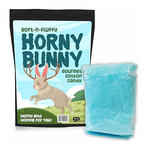 Horny Bunny Gourmet Cotton Candy - Premium Blueberry Candy Floss for Hunters Funny Easter Basket Filler for Men Stocking Stuffers for Him Get Lucky