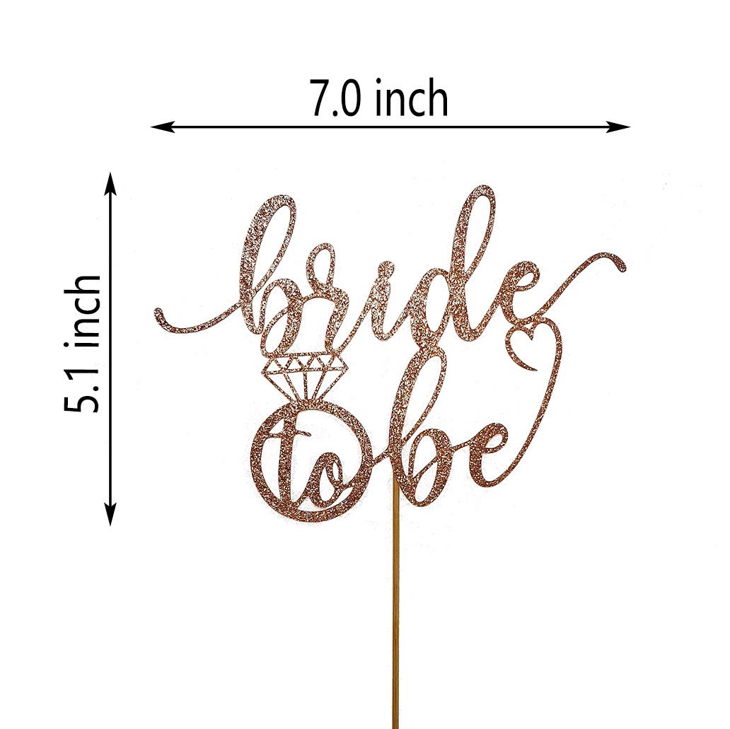 AMINJIE Bride to Be Cake Topper for Bridal Shower / Wedding Shower / Engagement / Bachelorette / Hen Party Decorations, Double-sided Rose Gold Glitter