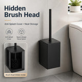 Toilet Brush Holder Black, Toilet Bowl Brush Holder Black Wall Mount Square for Bathroom