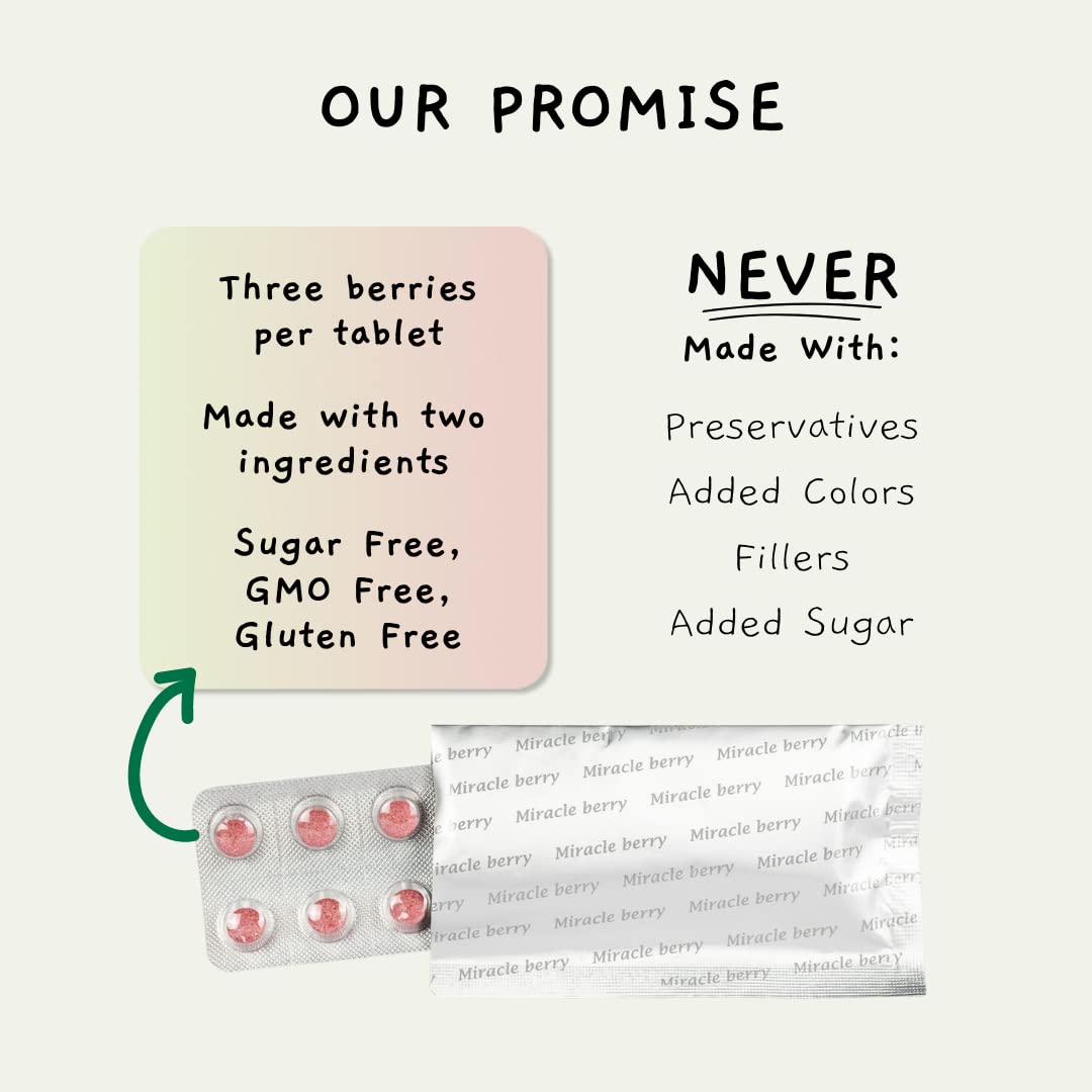 Sen Yuh Miracle Fruit Tablets, Miracle Berry Change Taste Buds Sour into Sweet, All Natural Sugar Alternative, 10 Count