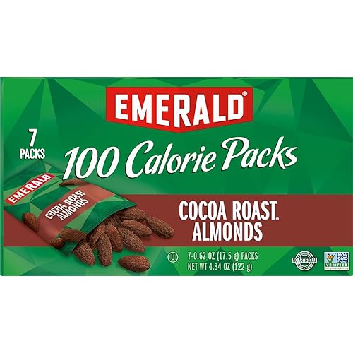 Emerald Nuts Cocoa Roast Almonds, 100 Calorie Packs, 7 Count, 4.34 Oz (Pack of 2)