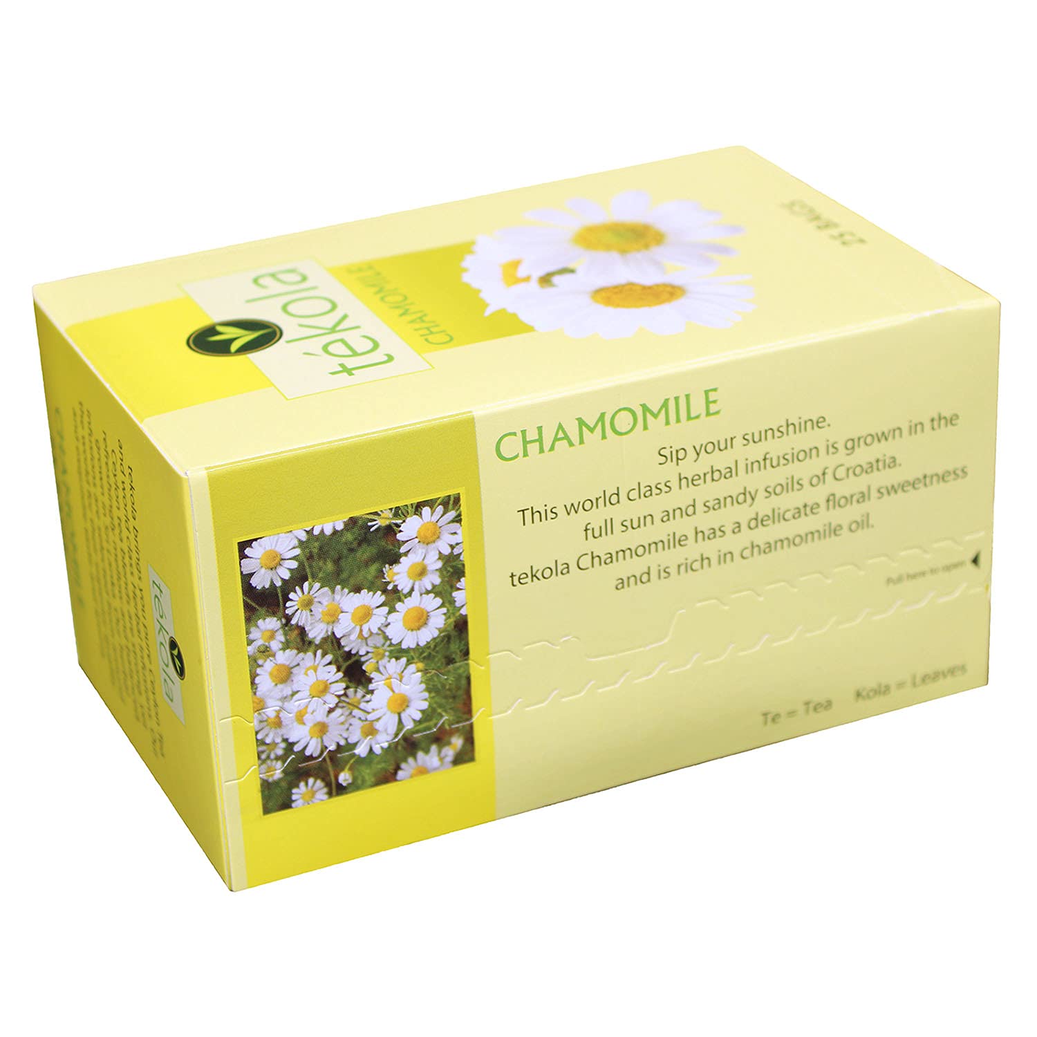 Tekola, 2 pack Chamomile Tea, a premium blend of Croatian Grown Chamomile Tea. Pleasantly floral with fragrant hints of apples and pineapple, 2 packs