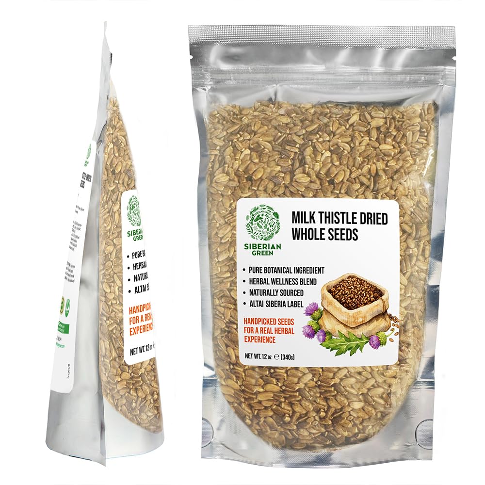 Siberian Green Milk Thistle Dried Whole Seeds Tea 340g (12 oz) Clean Caffeine-Free Harvest Botanical Silybum marianum
