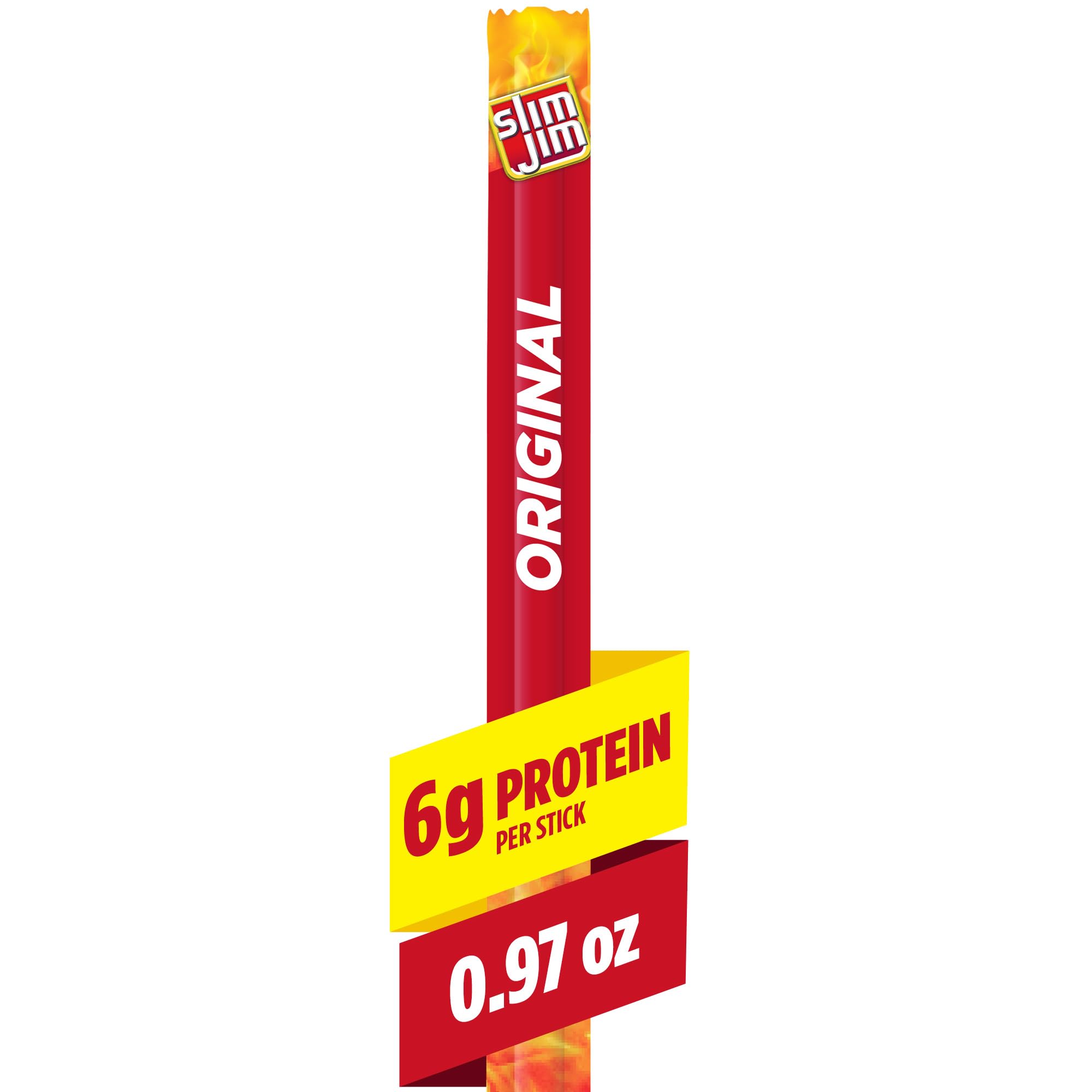 Slim Jim Giant Smoked Meat Sticks, Original Flavor, 6g Protein Per Stick, 0.97 oz.