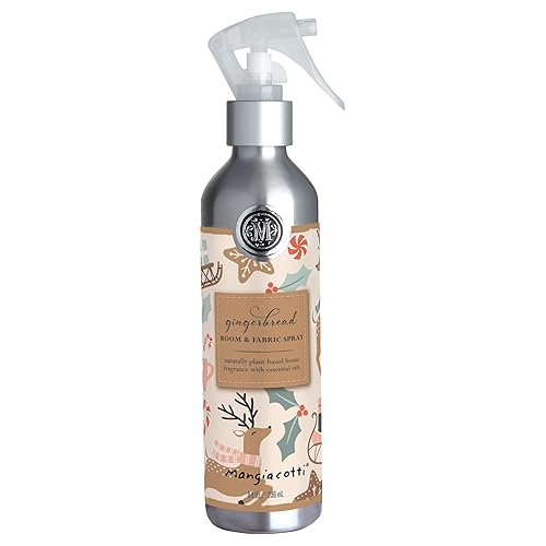Mangiacotti Room Spritz Fabric Deodorizer Air Freshener Spray | Naturally Plant-Based with Essential Oils Room Fragrance, 8 Ounces, Gingerbread