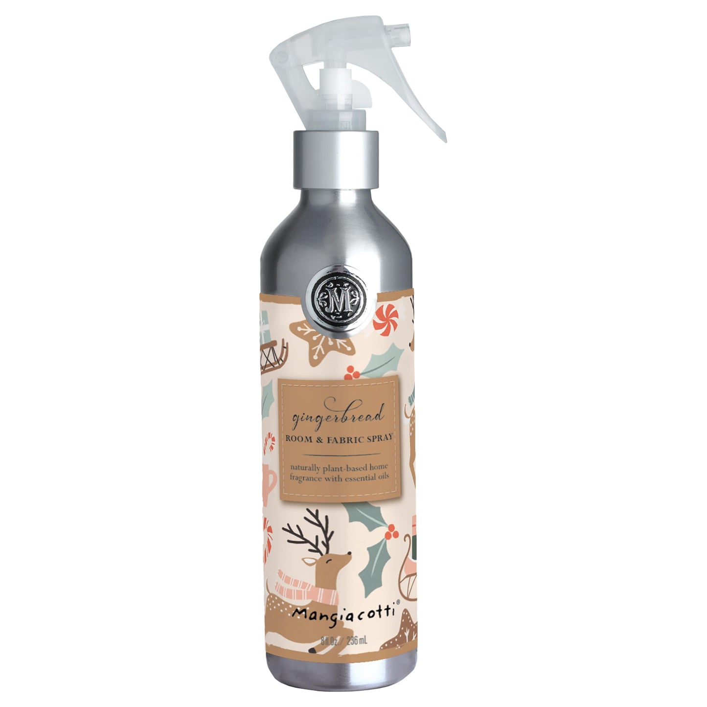 Mangiacotti Room Spritz Fabric Deodorizer Air Freshener Spray | Naturally Plant-Based with Essential Oils Room Fragrance, 8 Ounces, Gingerbread