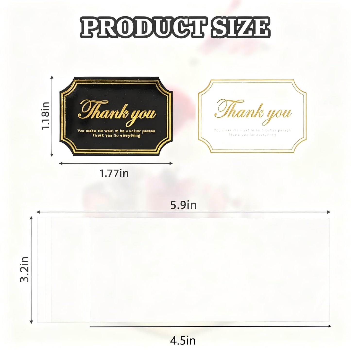 Qiuruoo 200 Pcs Chocolate Bar Wrappers with 200 Pcs gold foil Thank You Stickers - 3.2 x 4.5 Inch Candy Bar Wrappers - Self Adhesive Small Plastic Wax
