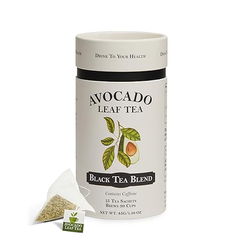 Avocado Leaf Black Tea Blend - Lightly Caffeinated, Healthy Herbal Tea | Immune Support & Booster | Cold Brew or Hot Tea - 15 Tea Bags | 30 Servings
