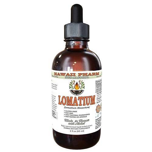 Lomatium Alcohol-Free Liquid Extract, Lomatium (Lomatium Dissectum) Dried Root Glycerite Hawaii Pharm Natural Herbal Supplement 2 oz